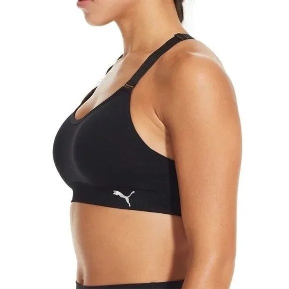 PUMA Ladies Sports Racerback Bra, 3-pack Black, Gray and White - NEW - Picture 7 of 8